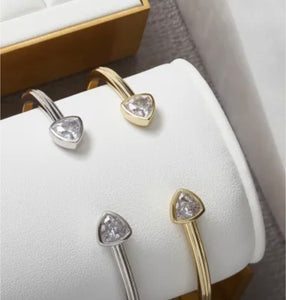 Arden White Crystal Gold Cuff Bracelet