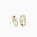 Load image into Gallery viewer, Ellie Dichroic Glass Stud Gold Earrings
