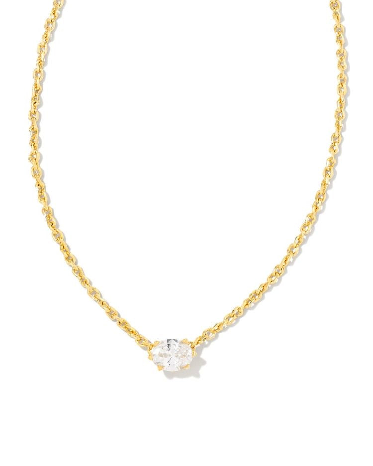 Cailin White Crystal Gold Pendant Necklace