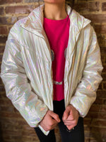 Load image into Gallery viewer, New Ideas Iridescent White Puffer Jacket
