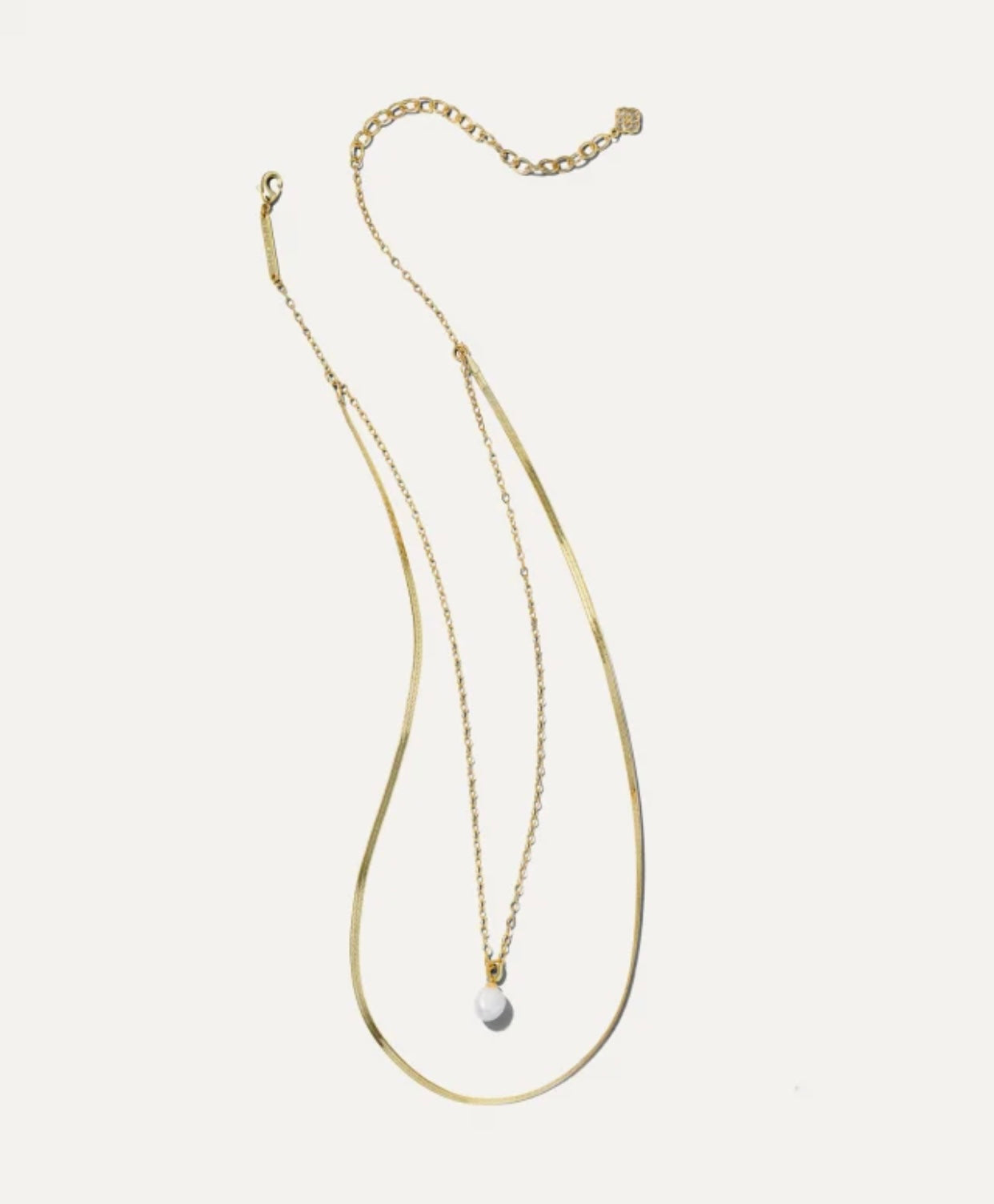 Lindsay White Pearl Pendant Gold Multi Strand Necklace