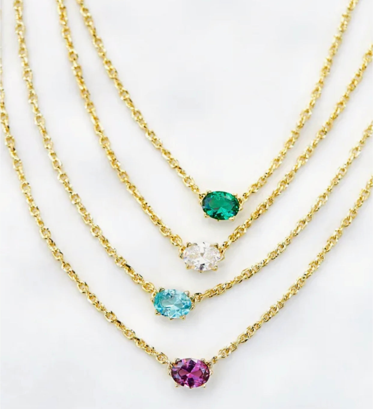 Cailin Aqua Crystal Pendant Gold Necklace