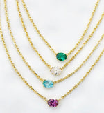 Load image into Gallery viewer, Cailin Aqua Crystal Pendant Gold Necklace
