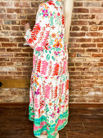 Load image into Gallery viewer, Birds Of A Feather Multi Print Button Down Maxi Dress
