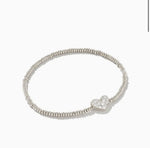 Load image into Gallery viewer, Ari White Crystal Heart Pave Silver Stretch Bracelet
