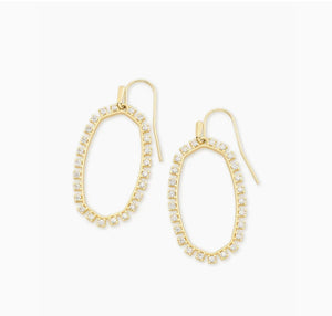 Elle Gold Open Frame Crystal Drop Earrings