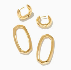 Danielle White Crystal Convertible Link Gold Earrings