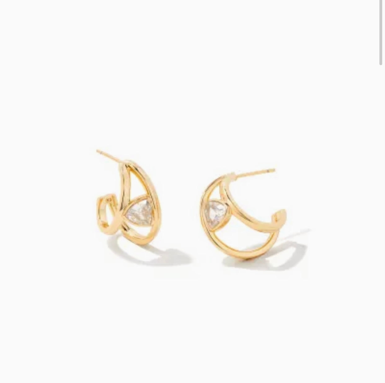 Arden White Crystal Huggie Gold Earrings