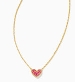 Load image into Gallery viewer, Ari Pink Crystal Heart Gold Pave Necklace
