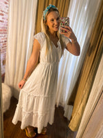 Load image into Gallery viewer, Finding My Way White Eyelet Maxi Dress
