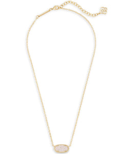 Elisa Iridescent Drusy Pendant Gold Necklace