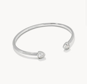 Arden White Crystal Silver Cuff Bracelet