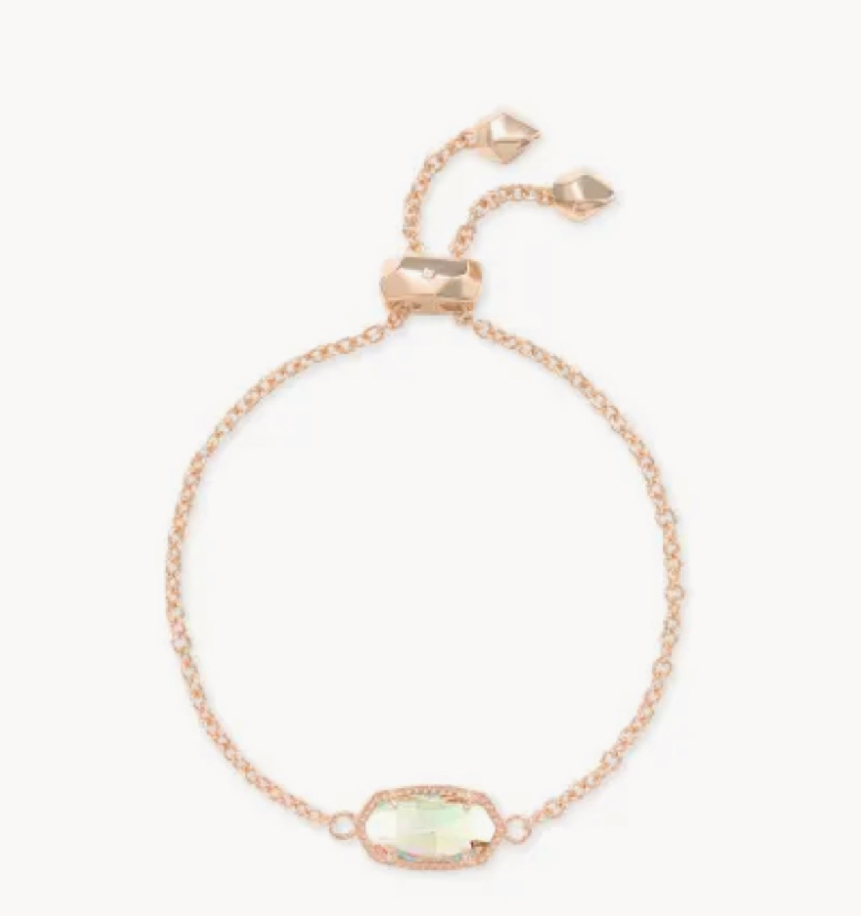 Elaina Dichroic Glass Adjustable Rose Gold Chain Bracelet