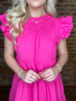 Load image into Gallery viewer, Sweet Melody Pink High Neck Ruffle Dress
