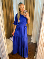 Load image into Gallery viewer, Something New One Shoulder Royal Blue Maxi Dress
