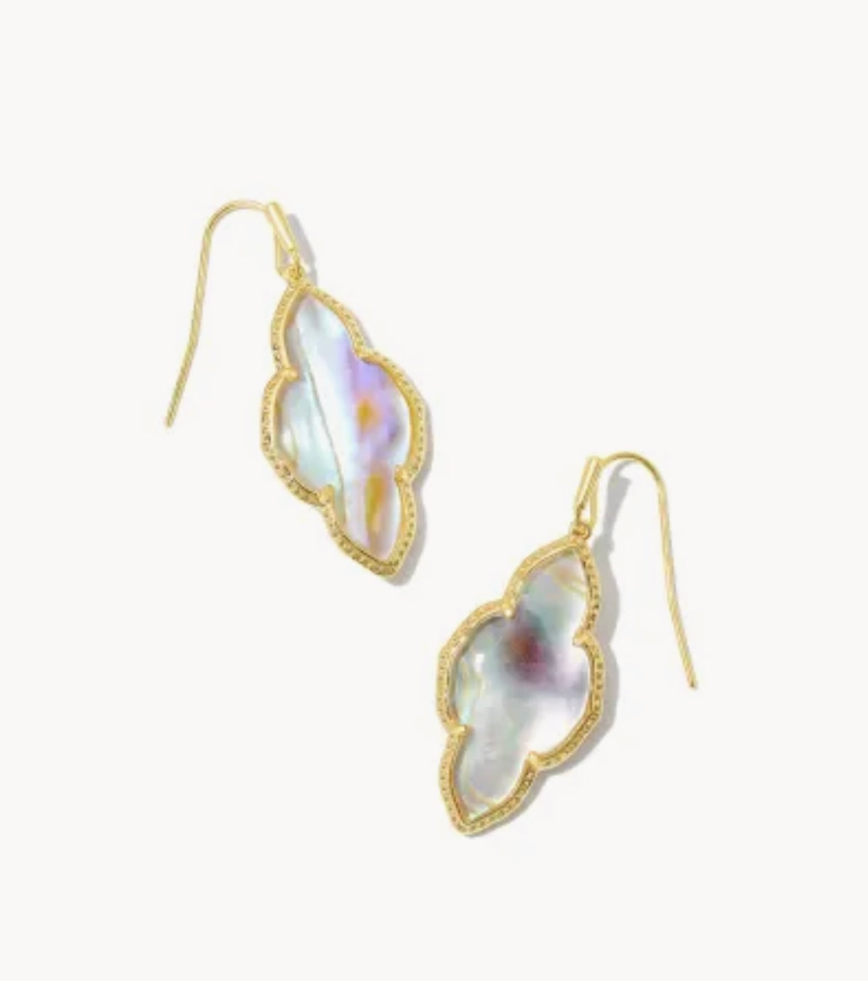 Abbie Iridescent Abalone Drop Gold Earrings