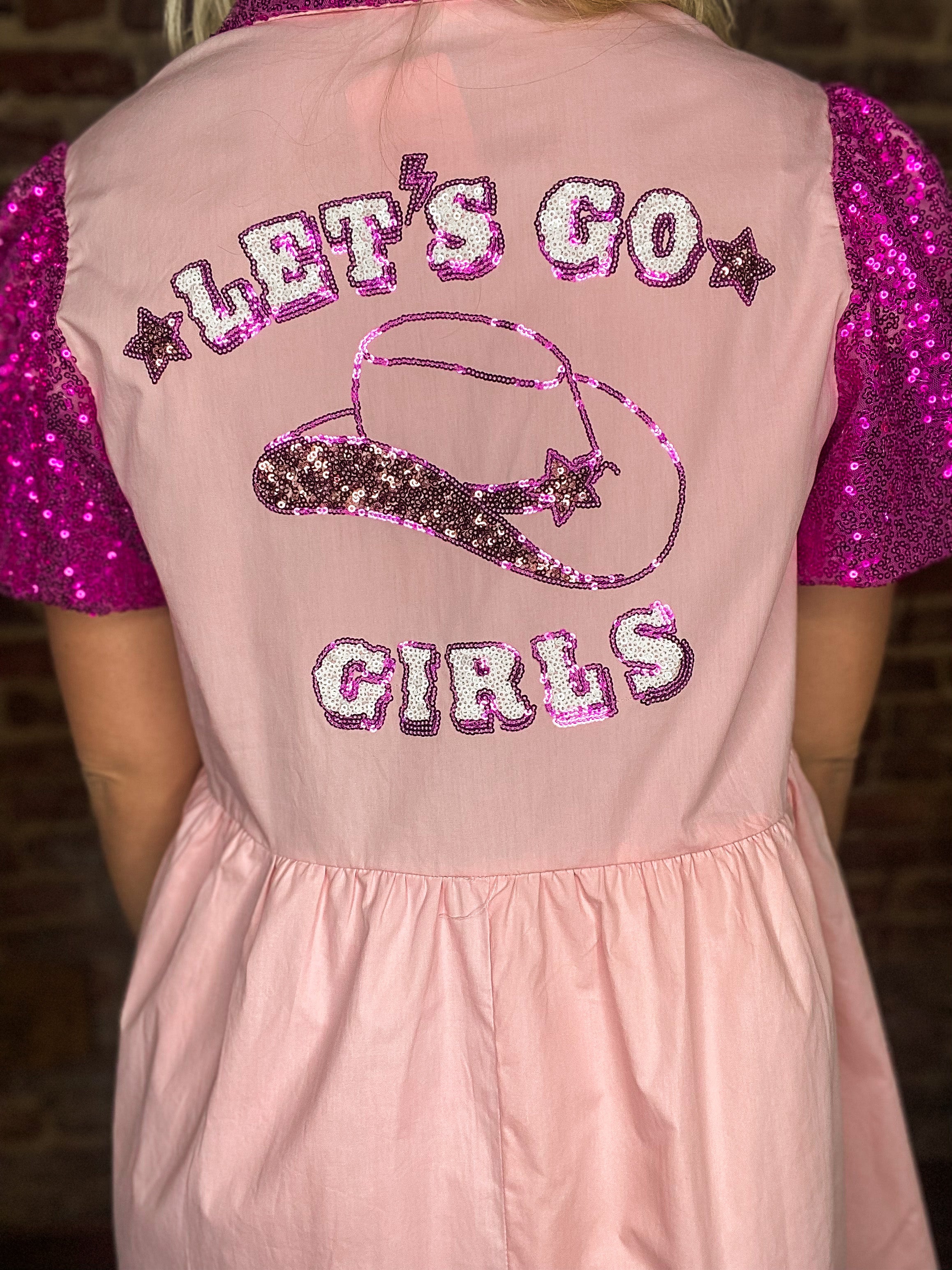 Let's Go Girls Pink Sequin Dress