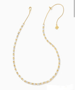 Juliette White Crystal Gold Strand Necklace