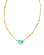 Load image into Gallery viewer, Cailin Aqua Crystal Pendant Gold Necklace
