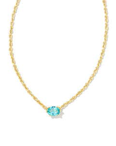 Cailin Aqua Crystal Pendant Gold Necklace