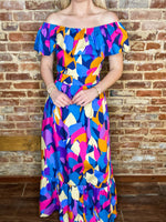 Load image into Gallery viewer, Colorful World Abstract Blue Maxi Dress
