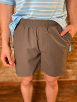 Load image into Gallery viewer, Southern Sleek Dry Fit Charcoal Gray Simply Southern Shorts
