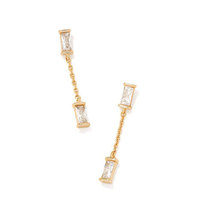 Juliette White Crystal Drop Gold Earrings