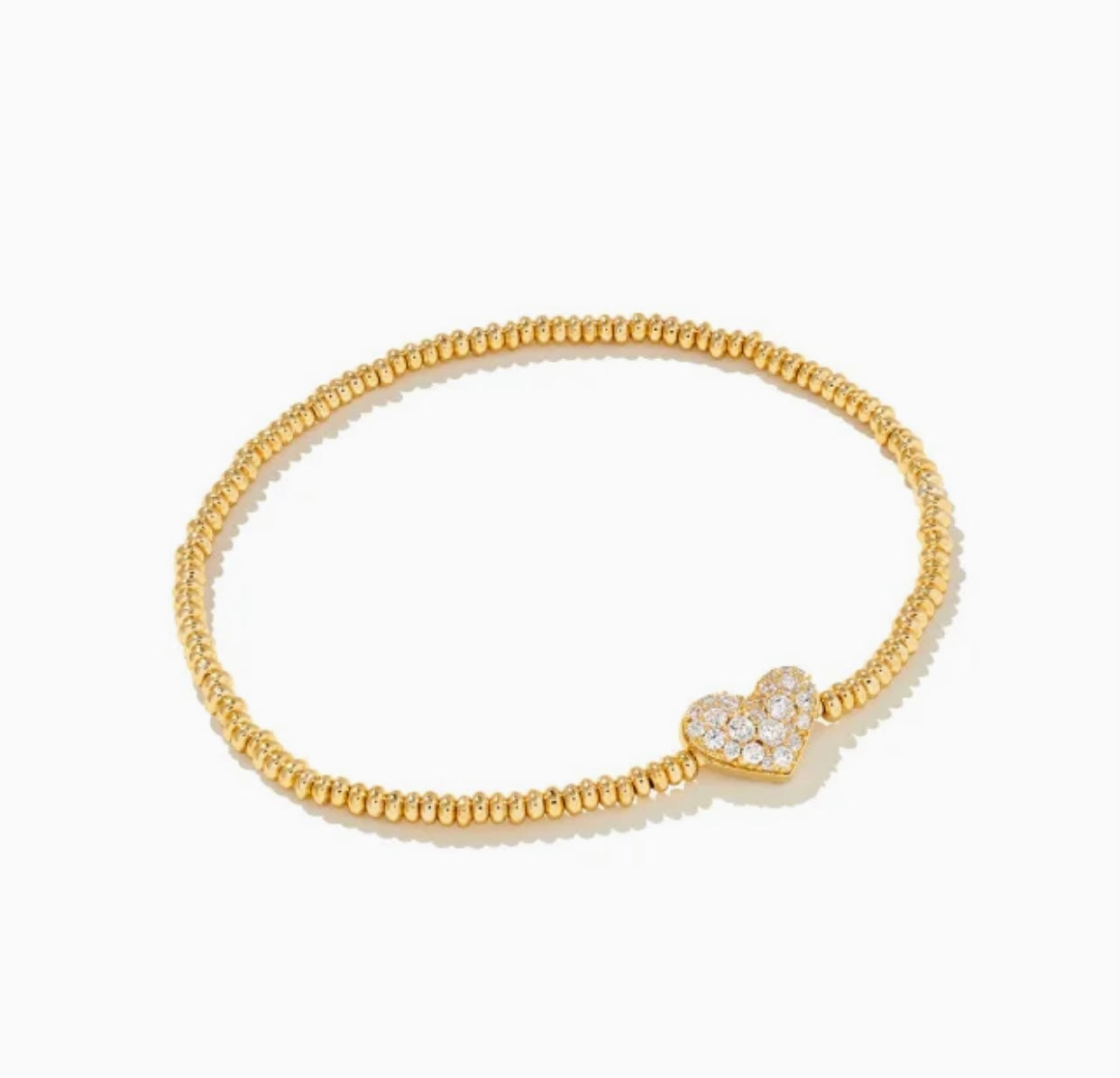 Ari White Crystal Heart Gold Pave Stretch Bracelet