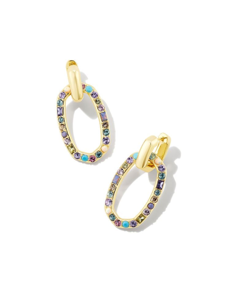 Devin Pastel Crystal Mix Gold Link Convertible Earrings