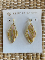 Load image into Gallery viewer, Abbie Iridescent Abalone Drop Gold Earrings

