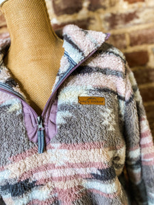 Aztec Life Gray & Pink Simply Southern Sherpa Pullover