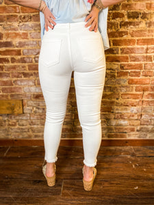 Walking Out High Rise Skinny Cropped White Kan Can Denim