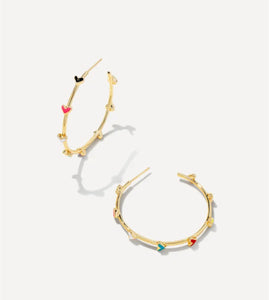 Haven Heart Multi Mix Gold Hoop Earrings