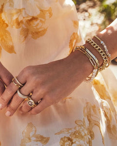Ashton Half White Pearl Gold Chain Bracelet