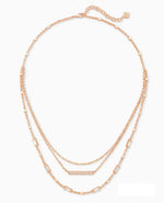 Load image into Gallery viewer, Addison White Crystal Triple Strand Gold Necklace
