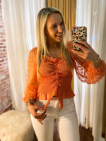 Load image into Gallery viewer, Speechless Coral Smocked Peplum Blouse
