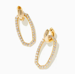 Danielle White Crystal Convertible Link Gold Earrings