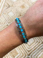 Load image into Gallery viewer, Ember Turquoise Triple Cuff Silver Bracelet
