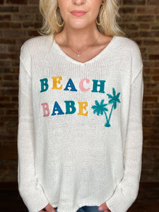 Beach Babe Ivory Knitted Simply Southern Beach Sweater