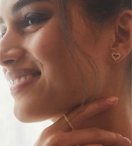 Ari White Crystal Heart Gold Stud Earrings