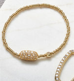 Load image into Gallery viewer, Grayson White Crystal Stretch Gold Bracelet
