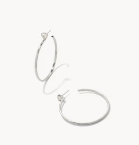 Arden White Crystal Silver Hoop Earrings