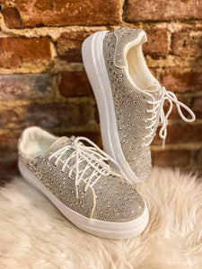 Silver & Clear Rhinestone Sparkle Sneakers {Womens} – TFL
