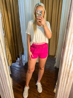 Load image into Gallery viewer, Stop Thinking About It Fuchsia Color Block High Waisted Shorts
