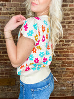 Load image into Gallery viewer, Groovy Child Floral Short Sleeve Knitted THML Blouse

