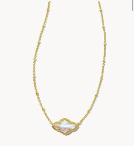 Abbie Iridescent Abalone Pendant Gold Necklace