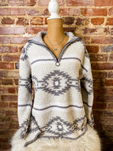 Gray/White Aztec Simply Southern Pullover