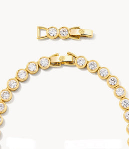 Carmen White Crystal Gold Tennis Necklace