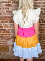 Load image into Gallery viewer, Walking Your Way Colorblock Poplin THML Dress
