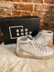 RIRI ShuShop White Shimmer High Top Sneakers